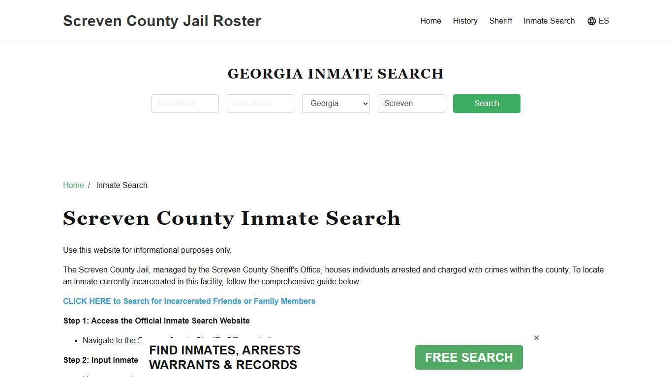 Screven County, GA Detainee Lookup